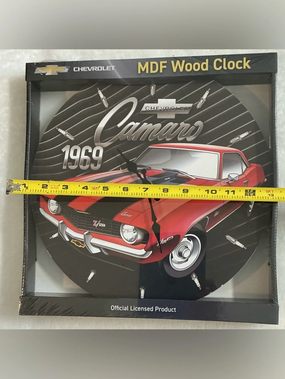 New in box & plastic Camaro 1969 Red Wood Wall Clock